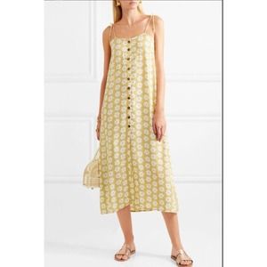 Faithfull The Brand Daisy Midi Slip Dress Button Down Floral Boho Medium Aa25